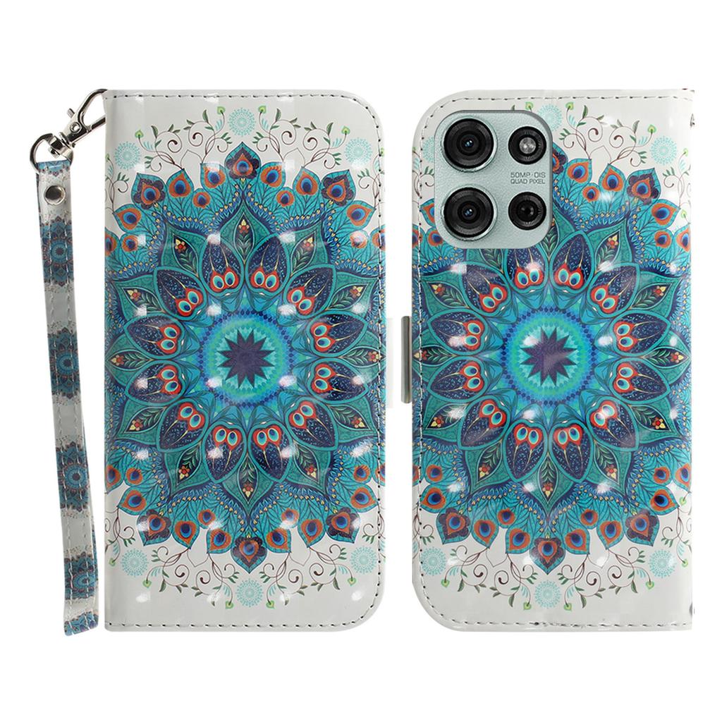 For Motorola Moto G75 5G Case Pattern Printing Leather Wallet Phone Cover with Wrist Strap