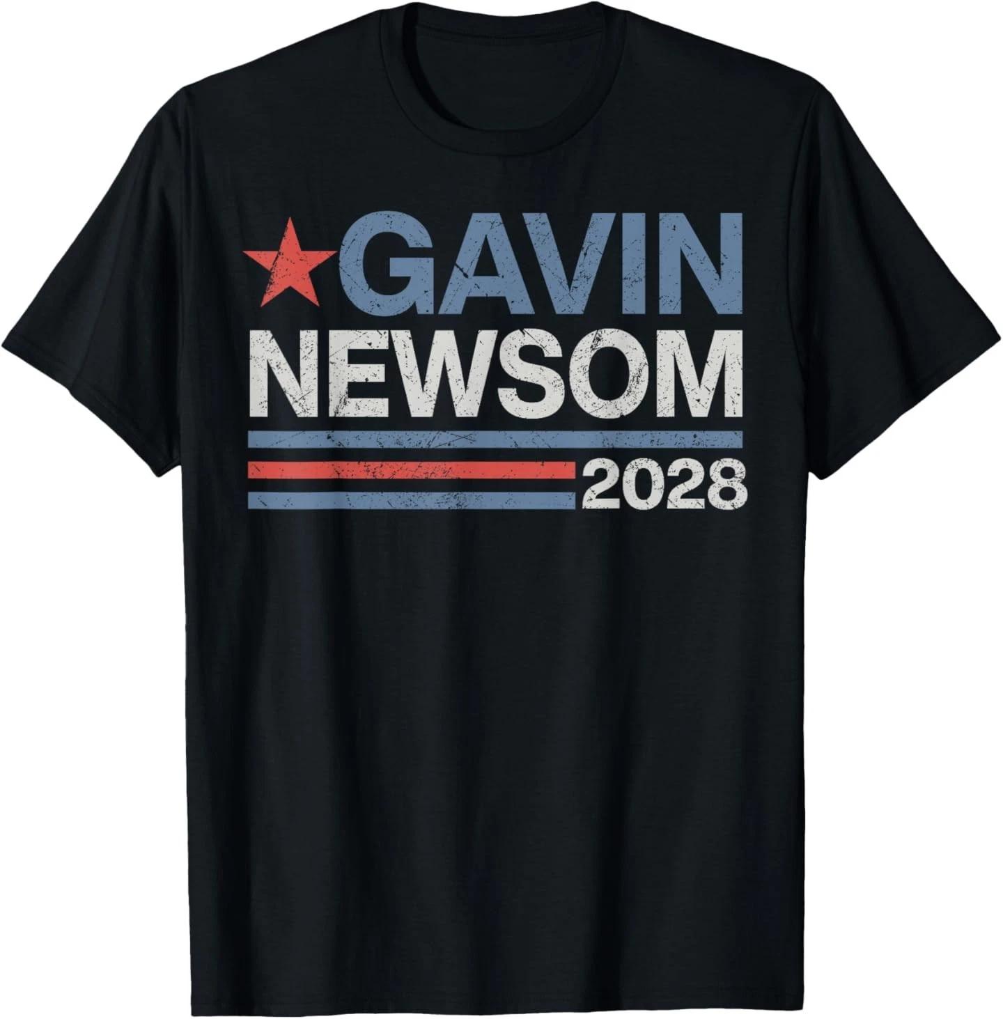 Newsom 2028 President 48 US Flag Election Campaign Men Women T shirt L