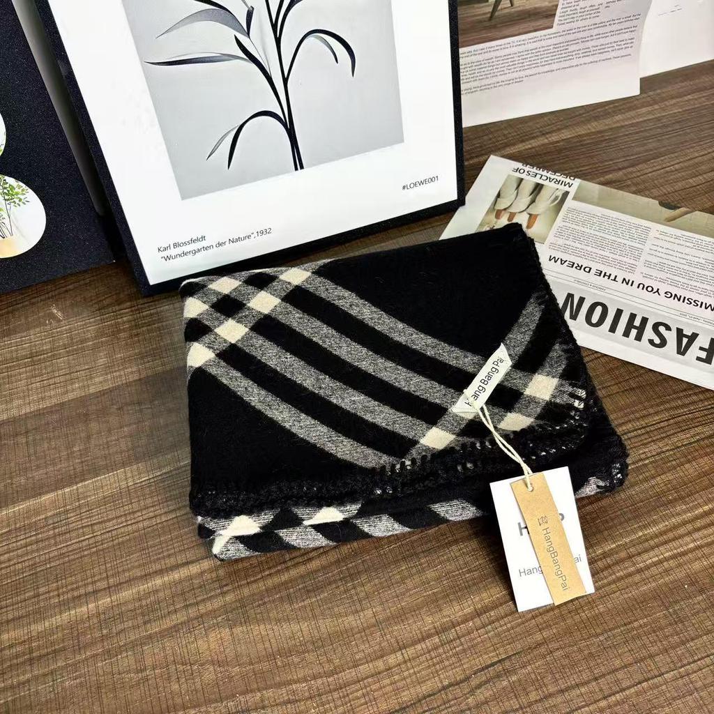 2025 Winter Women's Double-Sided Plaid Scarf - Imitation Cashmere, Korean Style, High-End, Warm & Versatile