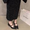 [Ushilai] Schwarze Temperament spitze Einzelne Schuhe Damen 2025 Frühling neu Retro Ein-Wort-Schnalle Mary Jane Schuhe