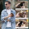 Men Genuine Leather Bifold Short Wallet RFID Blocking Zipper Coin Pocket