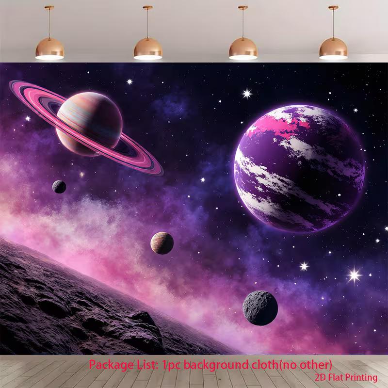 

2D Magical Space Backdrop, Pink and Purple Nebula Photography Banner 47.2x31.5inch/120*80cm