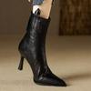 Fashion Women High Heels Ankle Shoes Pointed Toe Designer New Shoes 2025 Winter Fashion Leather Chelsea Short Boots Dress Pumps Zapatos