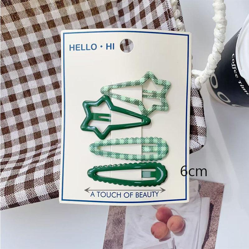 4Pcs/Set Retro Morandi Plaid Bb Hair Clips Daily Side Bangs Clip Baby Hairpin For Women And Girls Hair Accessory