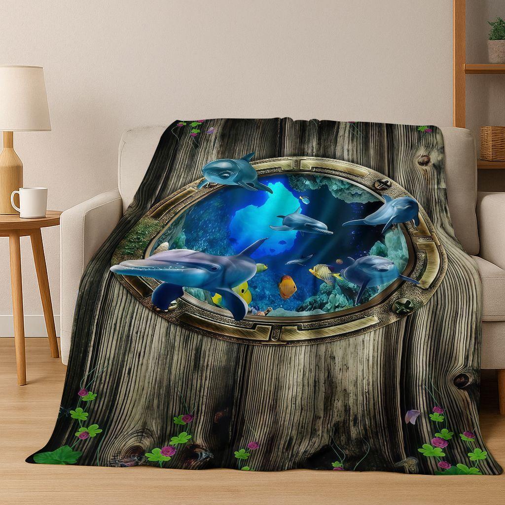 3D Illusion Breaking Wall Dinosaur Animal Series Flannel Blanket,Cozy Soft Throw Blanket for Home Bedroom Bed Sofa Cover Kids