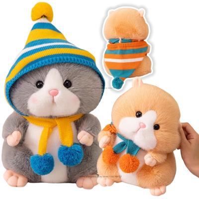 High Quality Hoodie Golden Hamster Plushie Stuffed Likfelike Fluffy Hair Peluche Simulated Hamster Animals For Kids Plush Toy