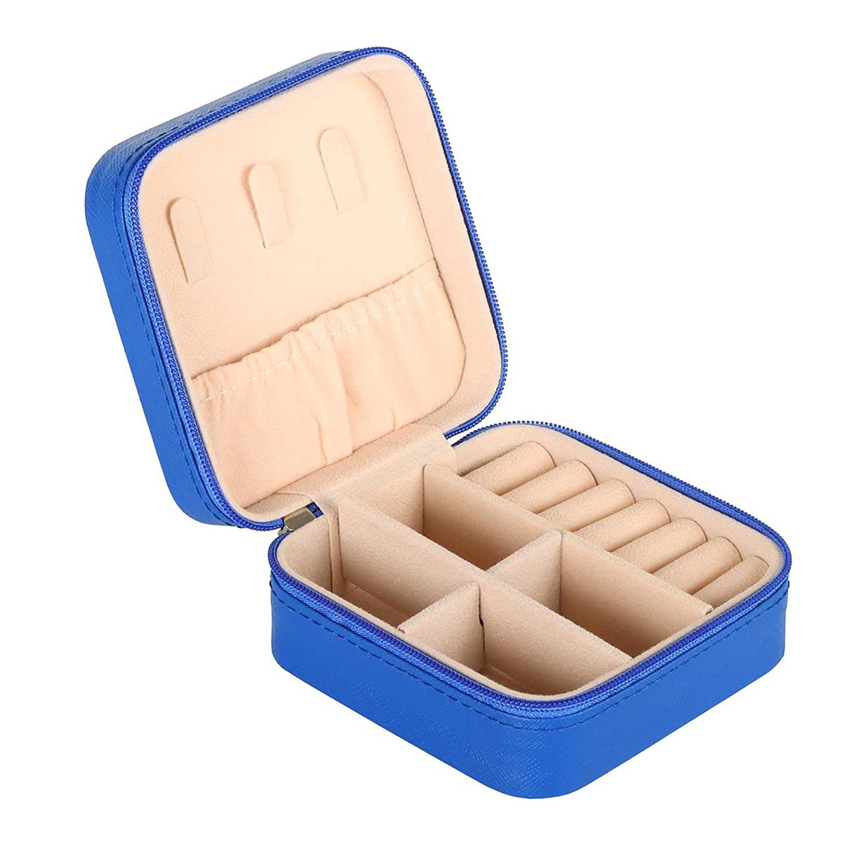 

Portable Jewelry Storage Box Travel Jewelry Organizer Case Leather Storage Earrings Necklace Ring Jewelry Display синий