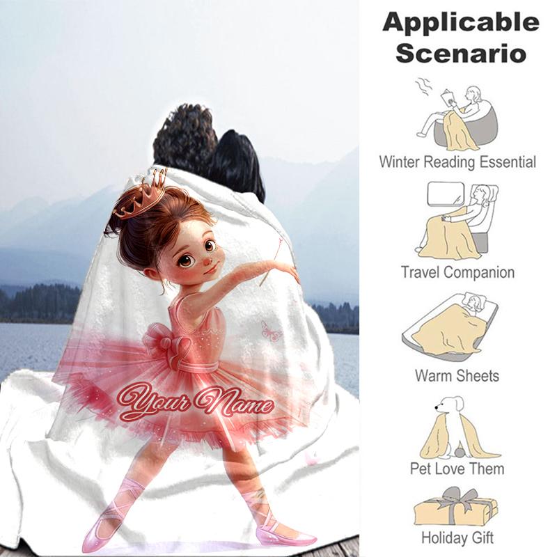 1PC Custom Name Princess Pink Flannel blankets Patterns Throw Blanket All-Season Soft Gift for Couch, Bed, Camping gifts