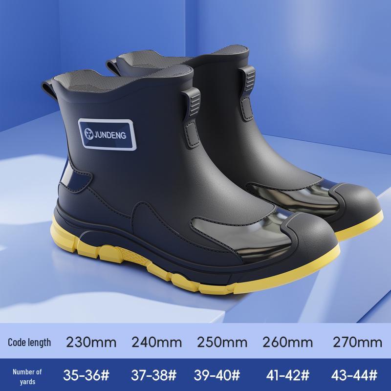 Cross-Border Fashion Men's Short Rain Boots - Trendy, Cool, Warm Rubber Wading Shoes for Outdoors