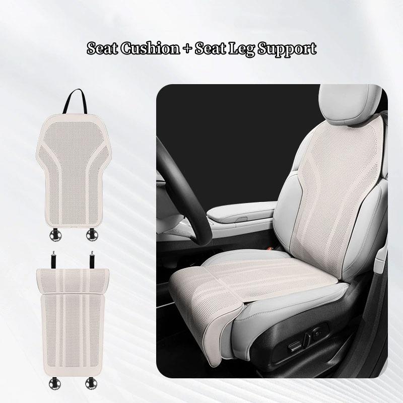 Car Seat Cushion with Leg Support Leather Breathable Seat Pad Memory Foam Extender Leg Cushion Universal Car Seat Protect Cover