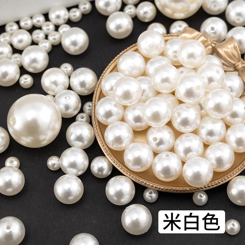 High Quality 3mm-40mm ABS Pearls With Hole Multi Sizes Nonporous Pearl Loose Beads Semicircle Plastic Pearls for Garment