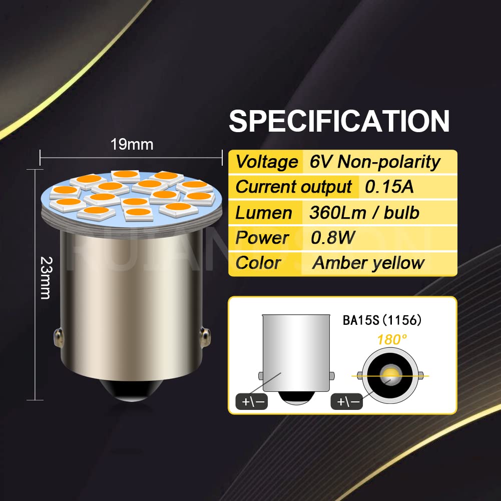 Ruiandsion 2 Stück S25 Einzelbirne BA15S 1156 P21W G18 LED-Birne 180 Grad Stift