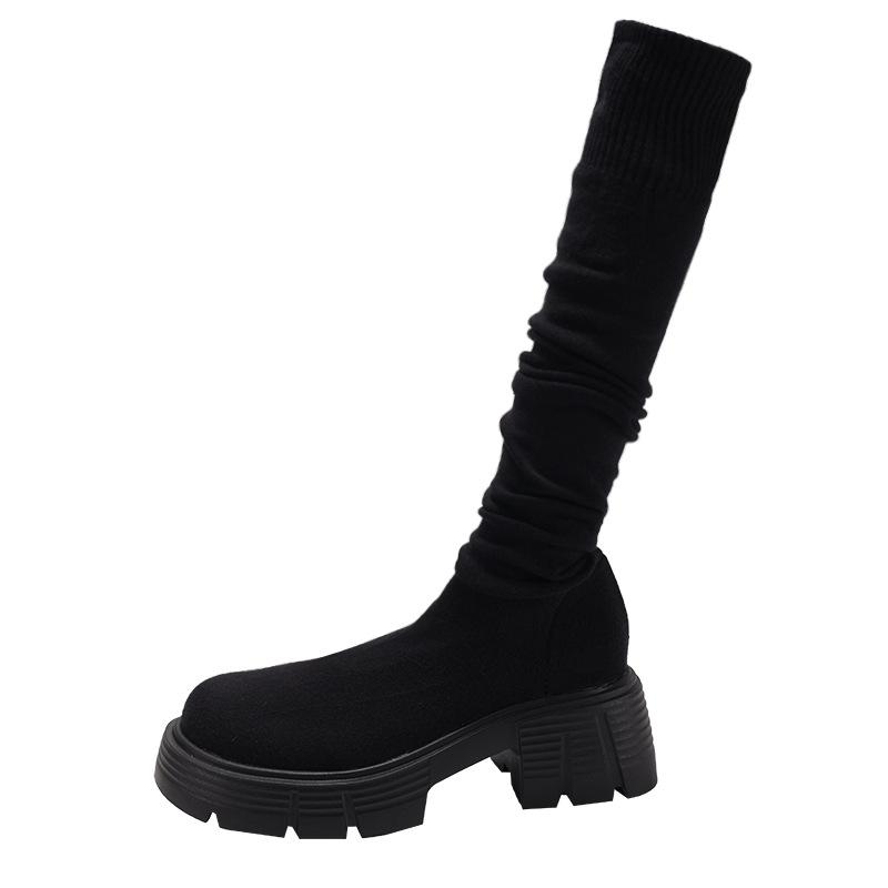 Queen Fan Retro Thick-soled Thick-heeled Boots Children's Boots 2025 New Autumn Knee-thin Elastic Socks Boots