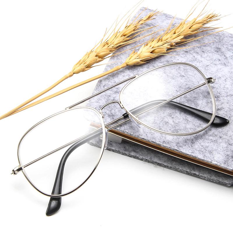 Elbru -1.0 -1.5 -2.5 -3.0 -4.0 Women Men Fashion Pilot Myopia Glasses Oversized Eyeglasses Frames Students Metal Clear Glasses