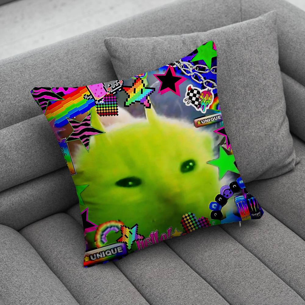 Cute Funny Rainbow Alien Cat Pillow Case Pillowcase Home Sofa Cushions Car Cushions Pillowcover Office Pillowshell Pillow