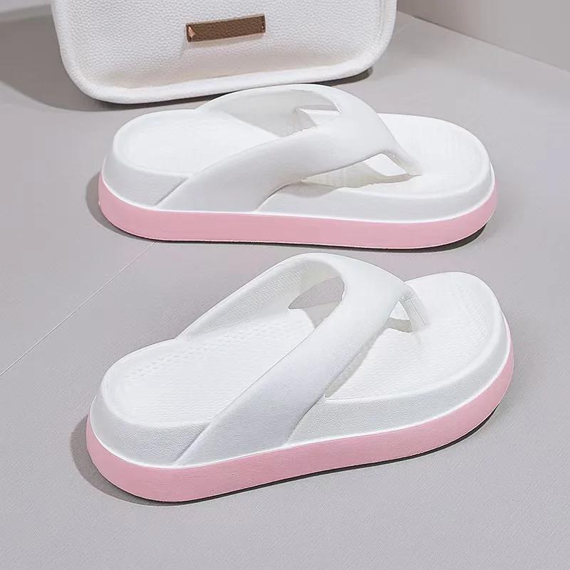 2025 New Summer Women's Elevated Flip Flops Thong Style Thick Sole Non-slip Soft Sole Lightweight Versatile Outdoor & Home Wear