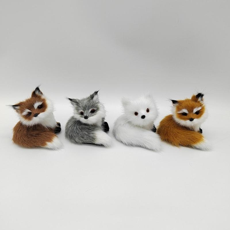 Faux Furs Foxes Ornament Lightweight Safe For Kids Room Office Party Decoration Animal Figurine Pendant