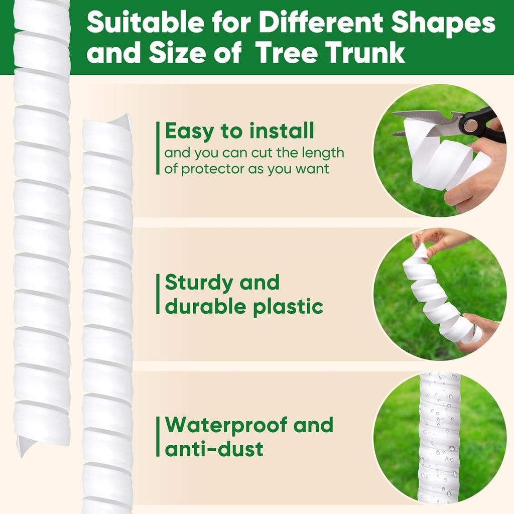 Tree Trunk Protector, Plastic Spiral-Type Tree Guard with 2 Size, Tree Protectors Tree Bark Tube Wraps to Protect Saplings Plants fromRodents Mowers