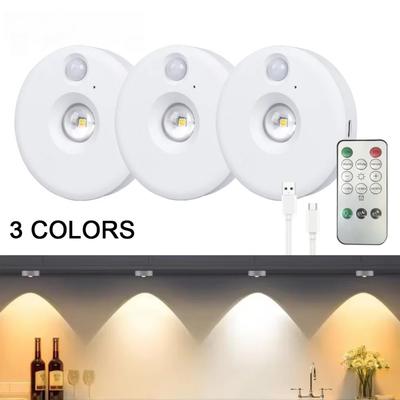 LED Night Light 3 Colors Type-C Rechargeable Wireless Remote Control Under Cabinet Lamp for Kitchen Wardrobe Bedroom