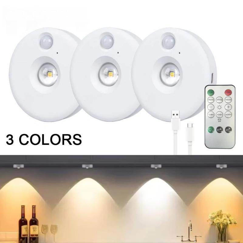 Luce Notturna LED 3 Colori Ricaricabile Type-C Telecomando Wireless Lampada Sottopensile per Cucina Armadio Camera da Letto