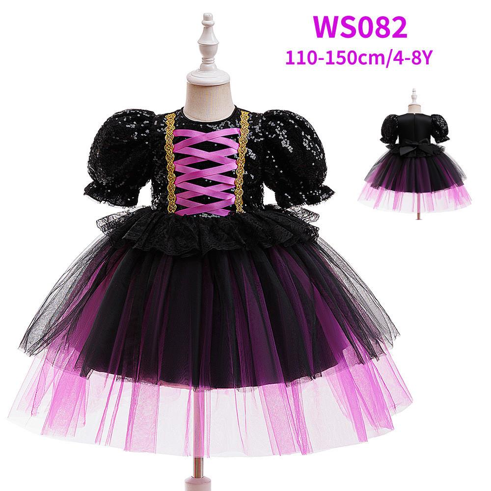 Halloween Princess Dress For Girls With Tulle And Bow For Kids Cosplay Party