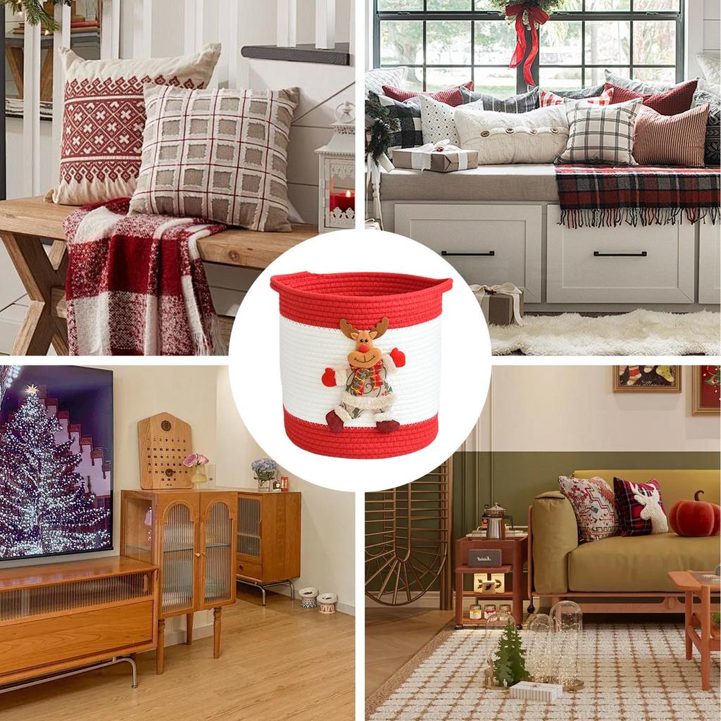 Christmas Basket Woven Rope Basket For Christmas Candy Treat Organizer For Women Kids Holiday Birthday Easter Valentines Food