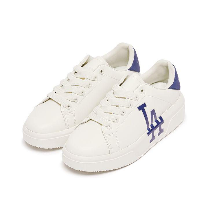 MLB Chunky Classic Synthetikleder Großer Aufdruck Rutschfest Stoßdämpfend Verschleißfest Niedrige Sneaker Unisex Sneaker Blau Weiß 3ASXXA11N-07INS