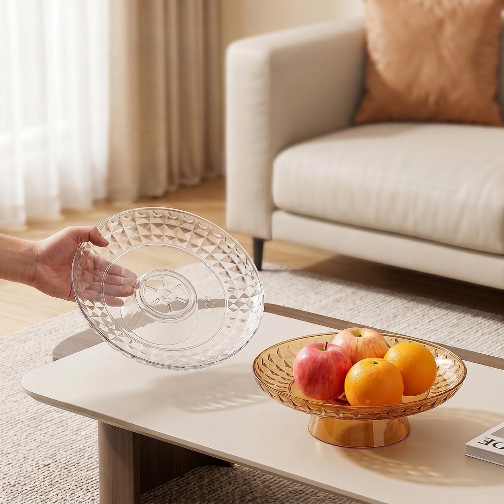 Plastic Fruit Bowl for Kitchen Counter Detachable Draining Pedestal Serving Plate Snack Dish Dessert Food Tray Tableware