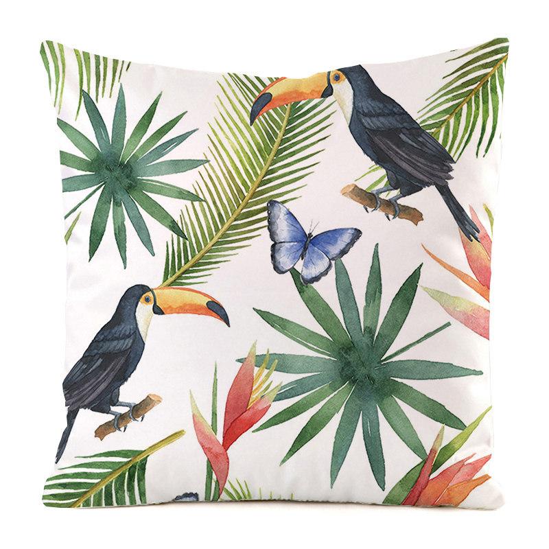 Nordic Tropical Jungle Style Digital Printing Short Plush Pillow Covers For Car Sofa Office Cushion Cover Home Goods