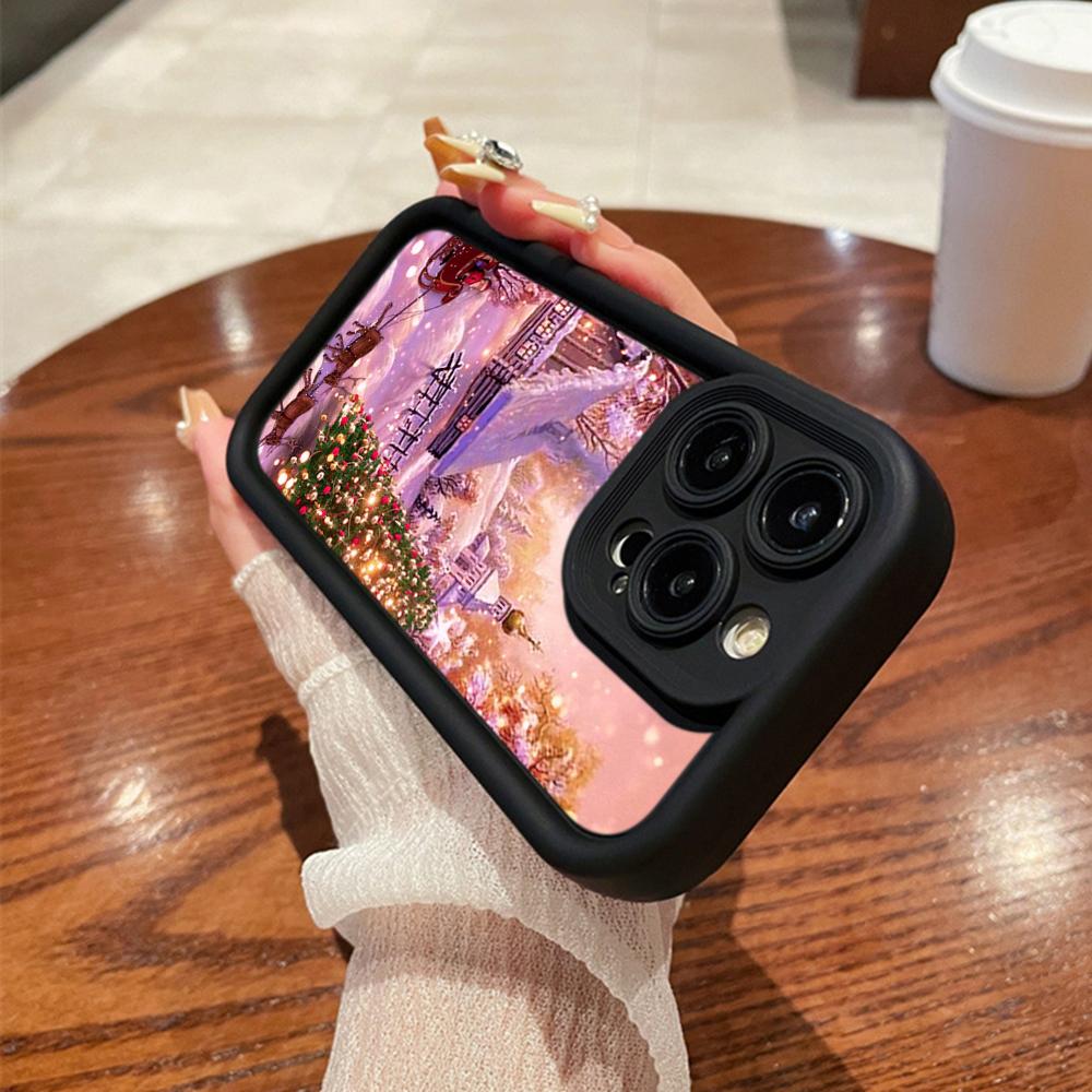 N114 Merry Christmas Desig Art Happy New Year Soft Angel Eyes Phone Cases for iPhone 16 15 14 13 11 Pro Max 8 7 6s Plus 12 XR XS Max Shockproof Cover