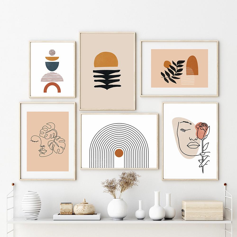 

Художественный принт, средневековый постер, настенные панно, домашние постеры и принты, абстрактный рисунок линии, Радуга, холст, живопись