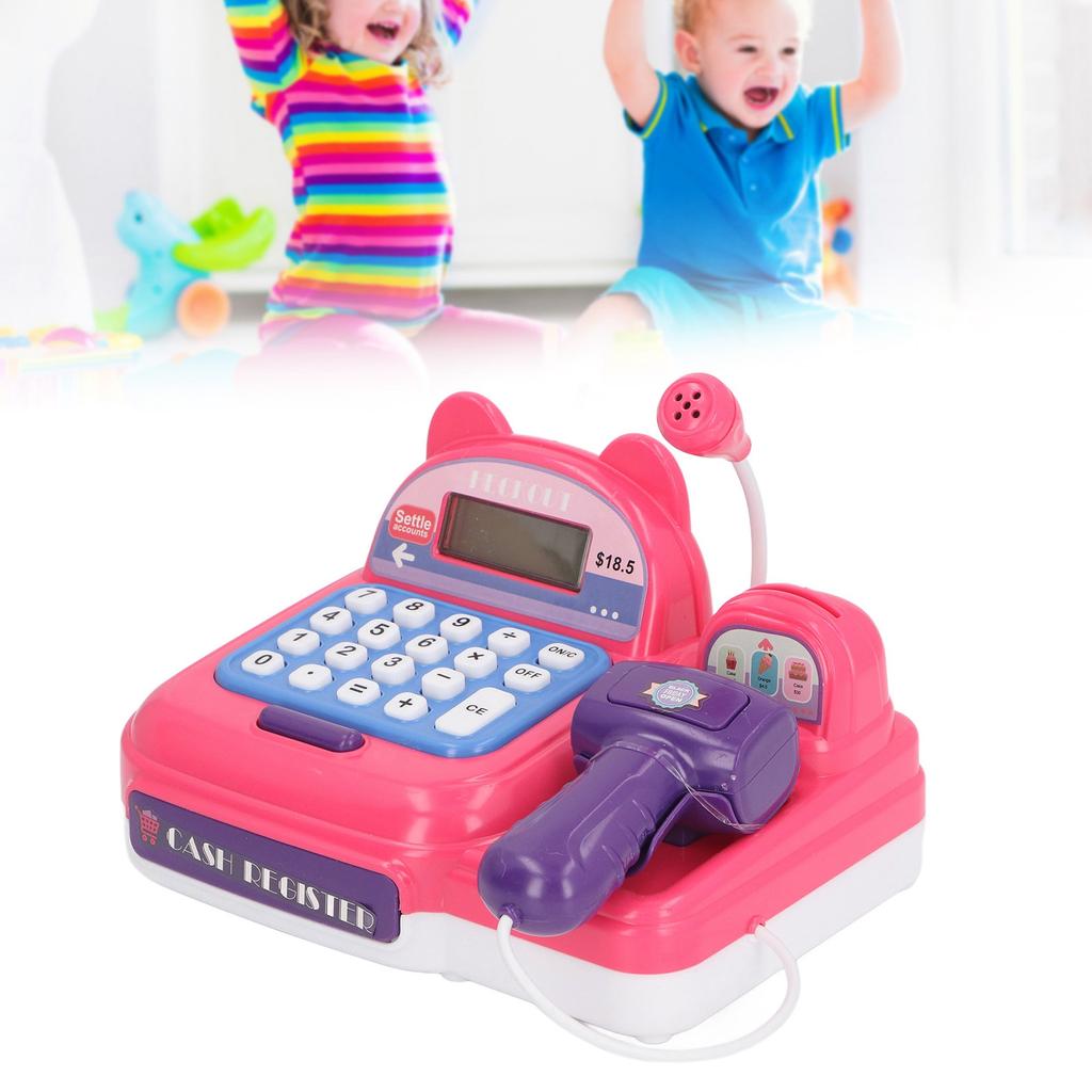 Children Play Cash Register Toy Fun Supermarket Checkout Toy with Microphone Sounds for Boys Girls Toddlers
