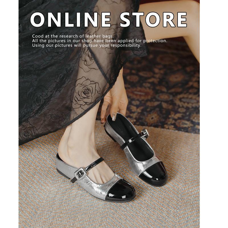 5cm small inner height-increasing shoes color matching bag head half slippers women's summer outer wear temperament silver single shoes