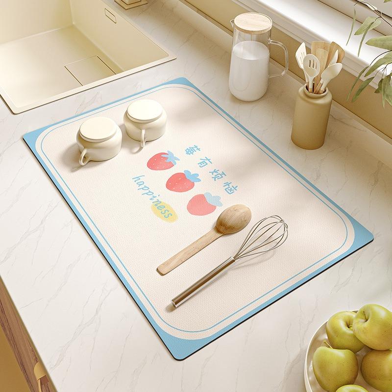 Orange Pattern Drying Countertop Drain Pad Placemats for Table Coffee Table Decor Coasters Table Mats Kitchen Accessories