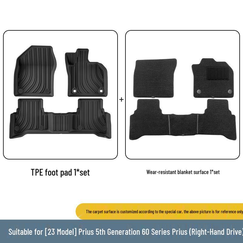 Eco-Friendly TPE Floor Mats for 2023 Right-Hand Drive Toyota Prius 5th Gen 60 Series