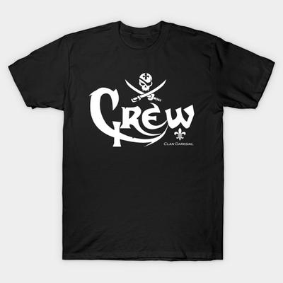 Men Black Print T-shirt Darksail Crew T-Shirt No-Cut Transfer Paper Print Cotton Tshirt