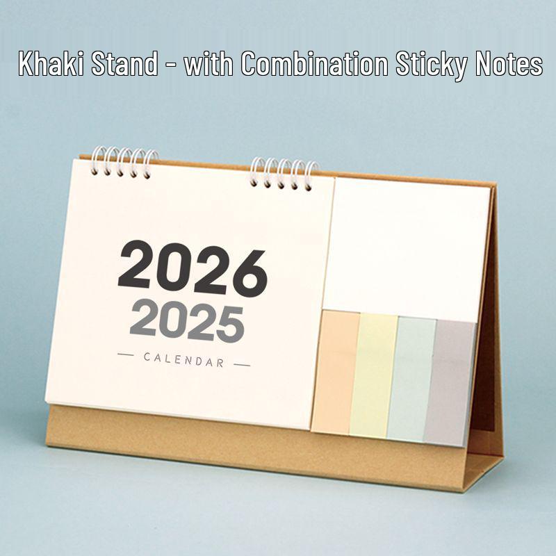 Simple Notes 2026 Monthly Desk Calendar with Memo Pad & Sticky Notes July 2025 - December 2026