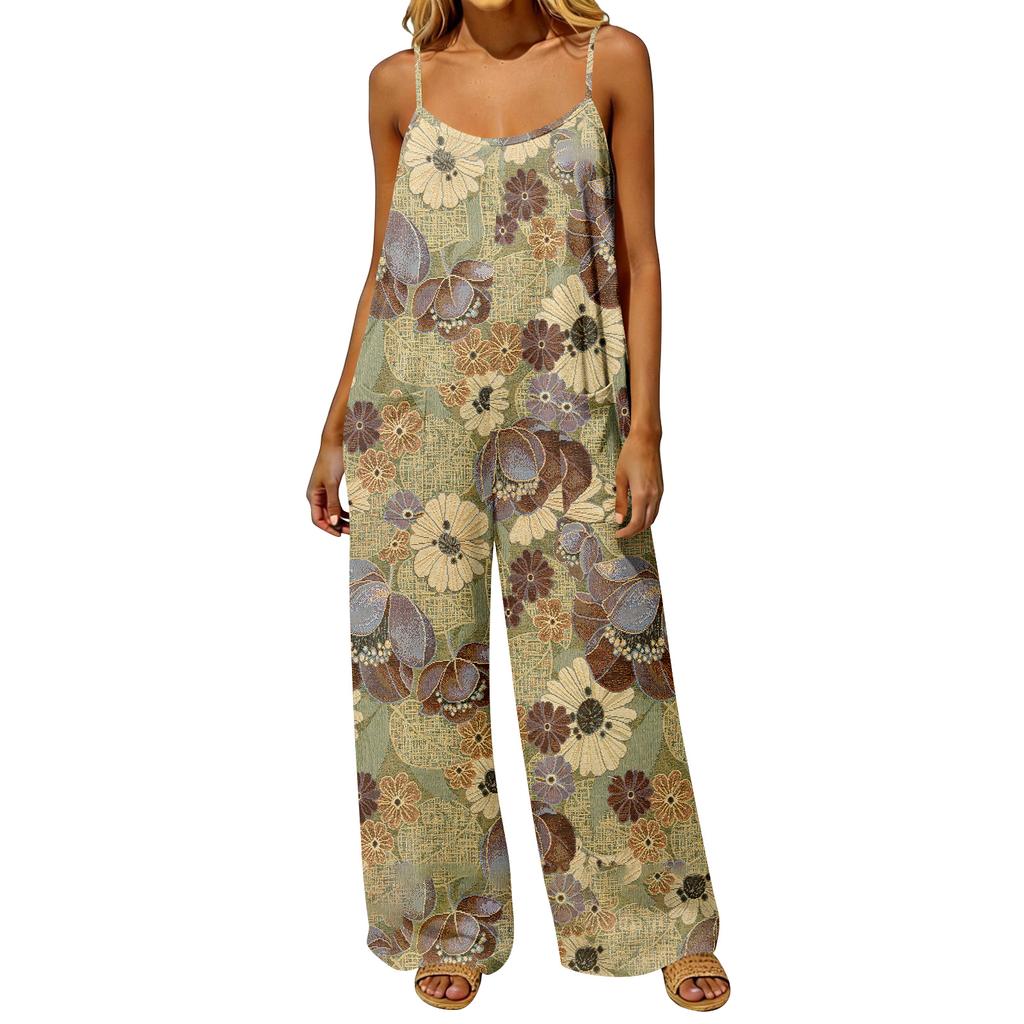 Loose Fit Casual Jumpsuit for Women Vintage Style Wide Leg Overalls with Pockets Adjustable Straps and Backless Design Comfortable Fit