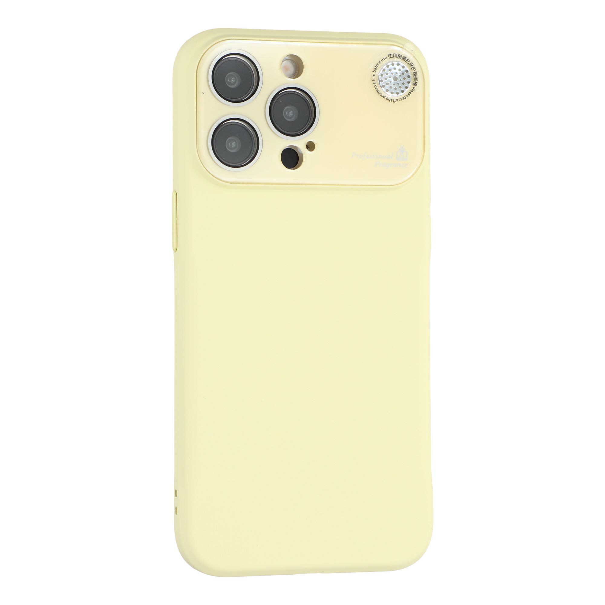 

For iPhone 13 Pro Max Case Large Camera Window Liquid Silicone Aromatherapy Phone Cover Yellow