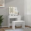 VidaXL Ensemble de Coiffeuse avec LED Table Cosmétique Coiffeuse de Maquillage Table à Bijoux Chambre à Coucher Blanc 3114119