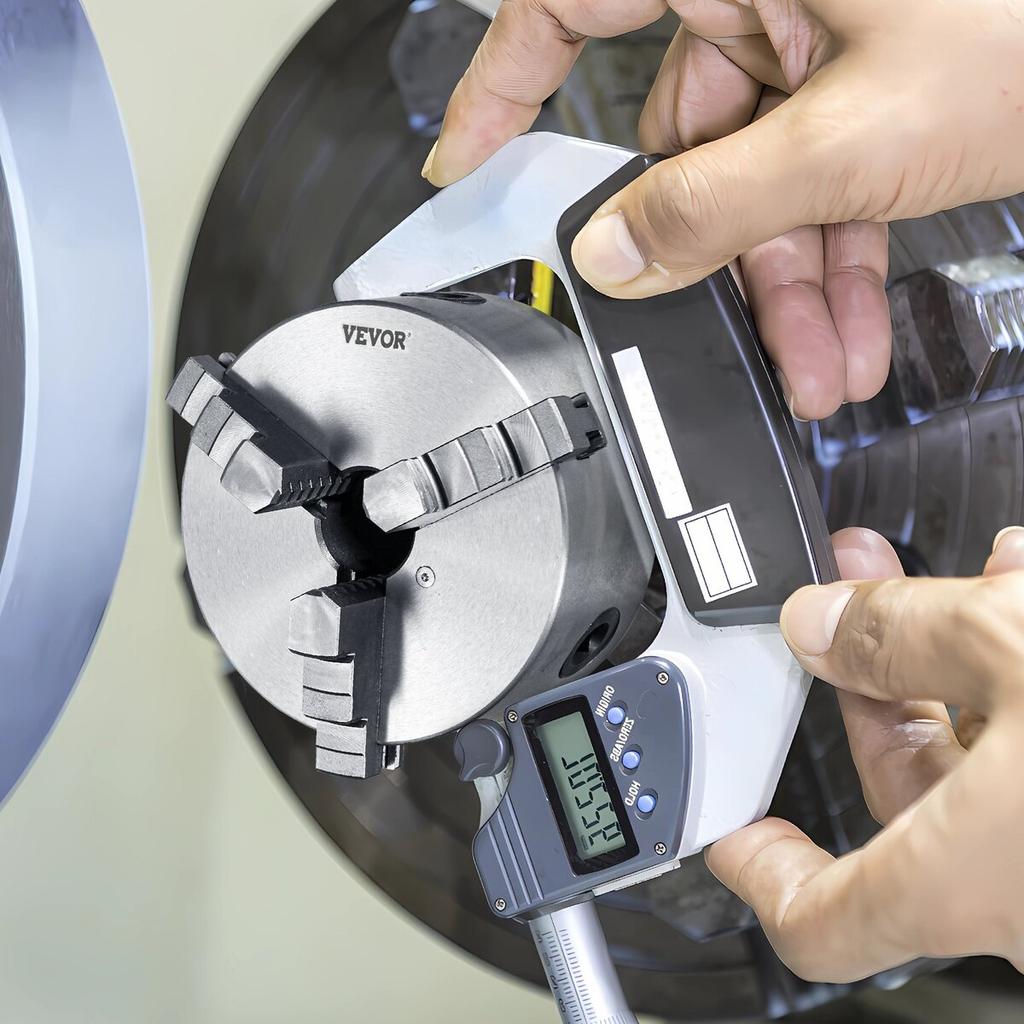 3-Jaw Lathe Chuck, 6'', Self-Centering Lathe Chuck, 0.14- 6.3 in/3.5-160 mm Clamping Range with T-key Fixing Screws Reversible Jaws, for Lathe 3D