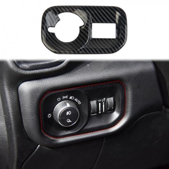 Carbon Fiber Style Headlight Switch Button Panel Trim For Dodge Ram -2025