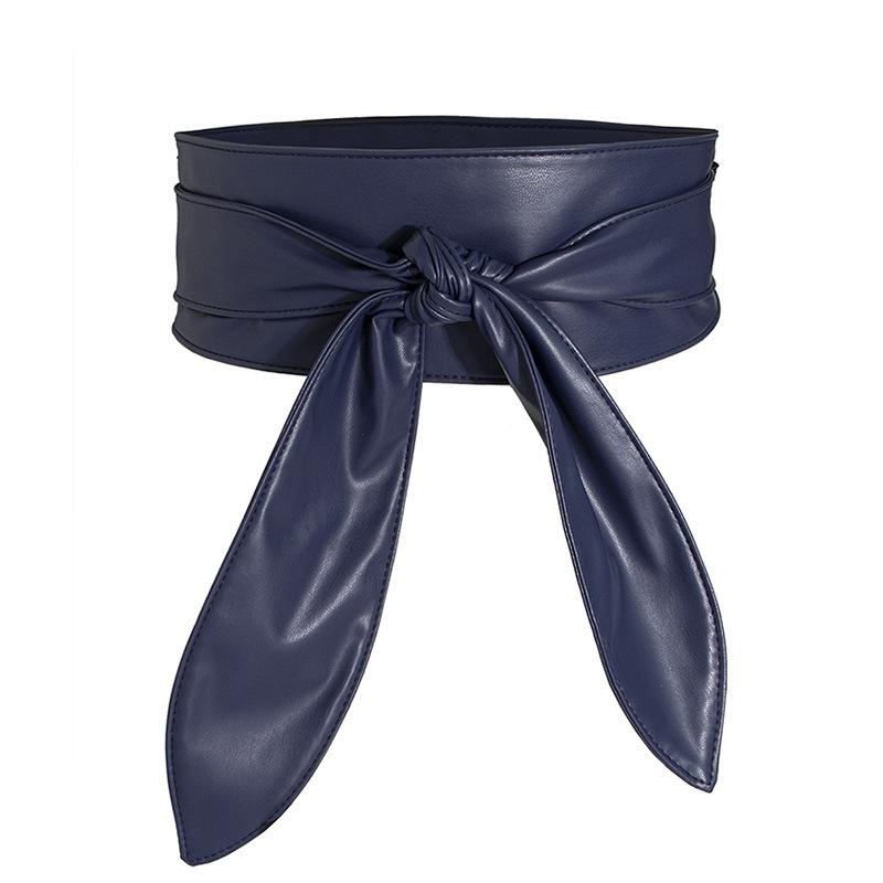 Double-sided Wide Women's Waist Seal Soft and Versatile Elegant Bow Ribbon Super Long Knot Belt European and American Beautiful