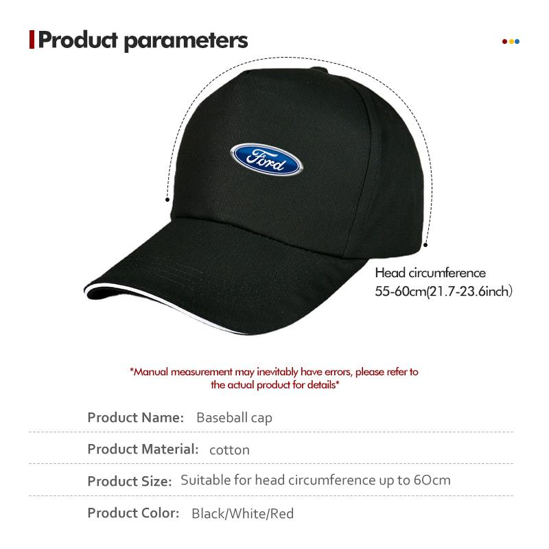 Car Casual Baseball Cap Adjustable Snapback Auto Logo Hats For Ford Escort KA Flex Everest KA Expedition Falcon Fusion