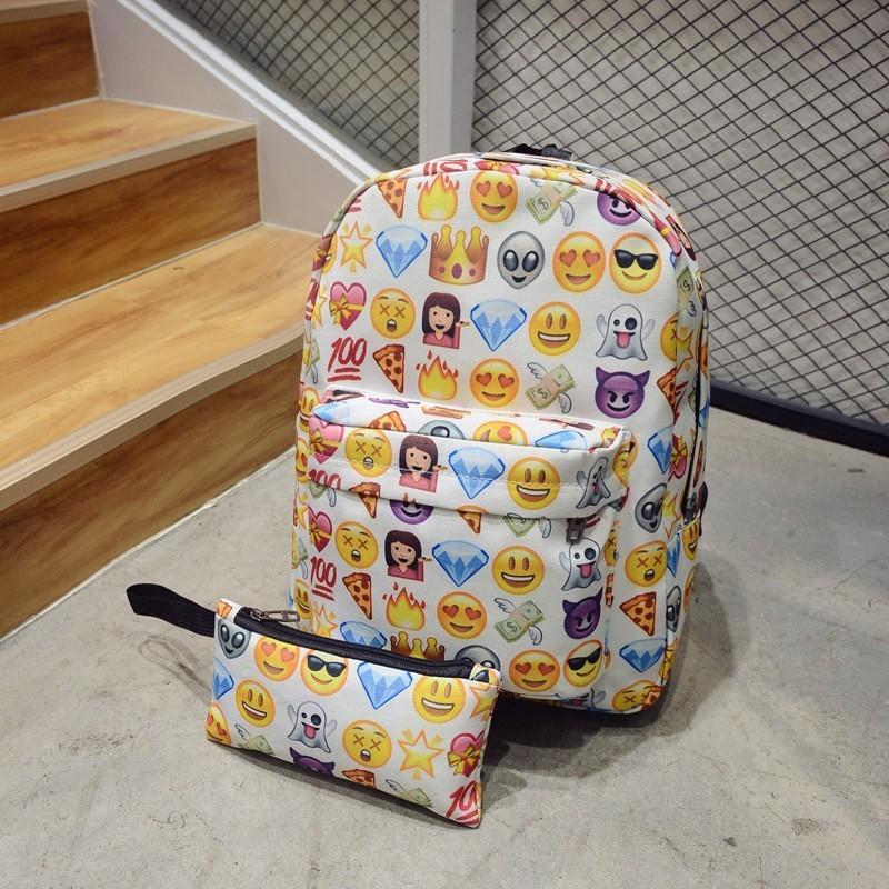 Kid Backpack Emoticons Smiling Face Emoticons Travel Cute Canvas School Backpack