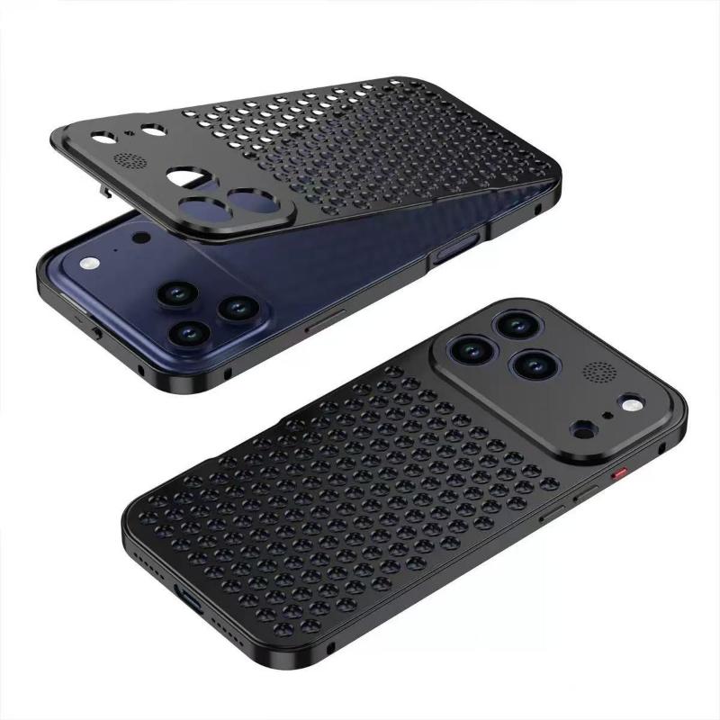 Luxury Aluminum Alloy Heat Dissipation Metal Case For iPhone 17 16 15 14 13 Pro Max Breathable Mesh Fragrance Aromatherapy Cover