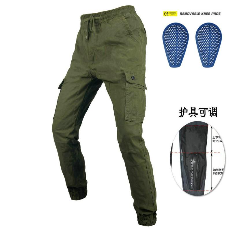Mens Motorcycle Racing Pants Motorbike Protective Riding Trousers Slim Fit Multi-pocket Cargo Jeans With Silicone Pads