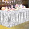 Decorative Tassel Table Skirt for Rectangular Round Table Birthday Wedding Party (Golden)