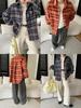 Sinan Fashion Blogger Style Retro Color Block Plaid Woolen Shirt SN8418