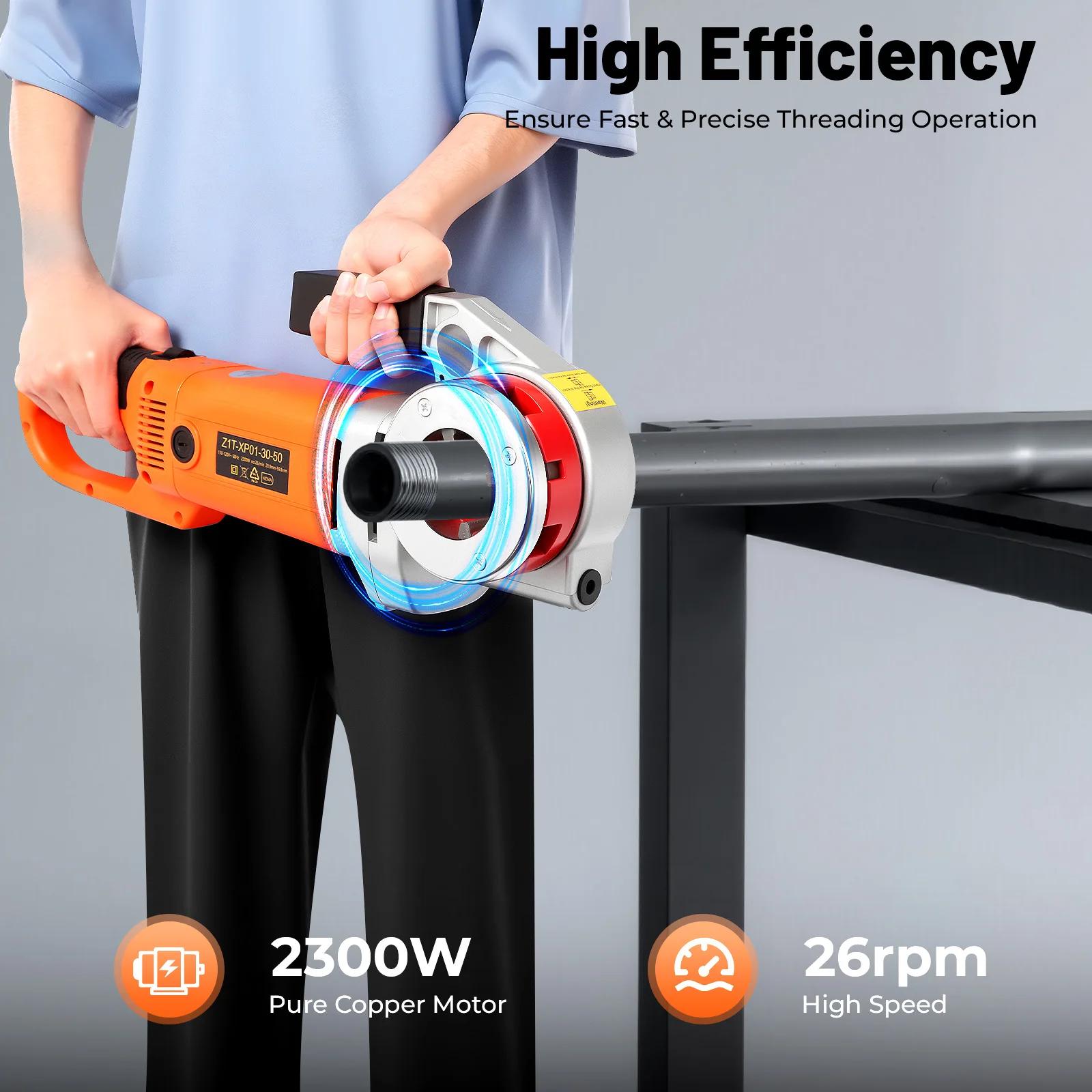 

2300W Portable Ratchet Pipe Threading Tool Kit, Electric Threading Machine with 6 Dies: 2 , 1-1/2 , 1-1/4 , 1 , 3/4 , 1/2 United States